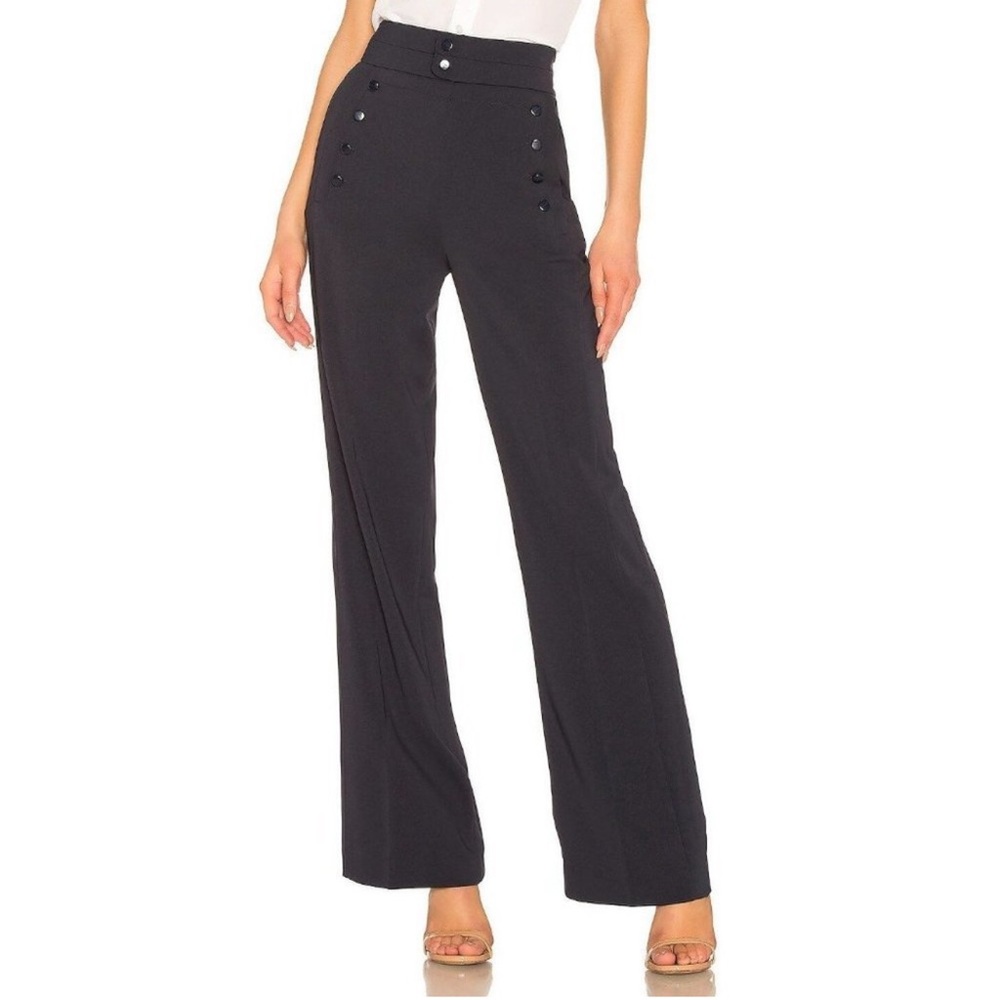 EQUIPMENT Andrae Trouser Button Accent Wide Leg High Rise Eclipse Sz 6 Revolve